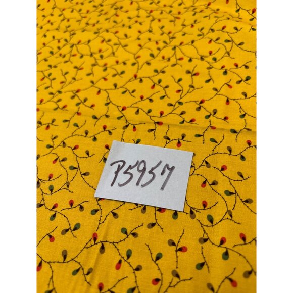 Yellow Cotton Fabric with Red & Green Vine Design 16" x 18" Crafting Material fo - Picture 3 of 5